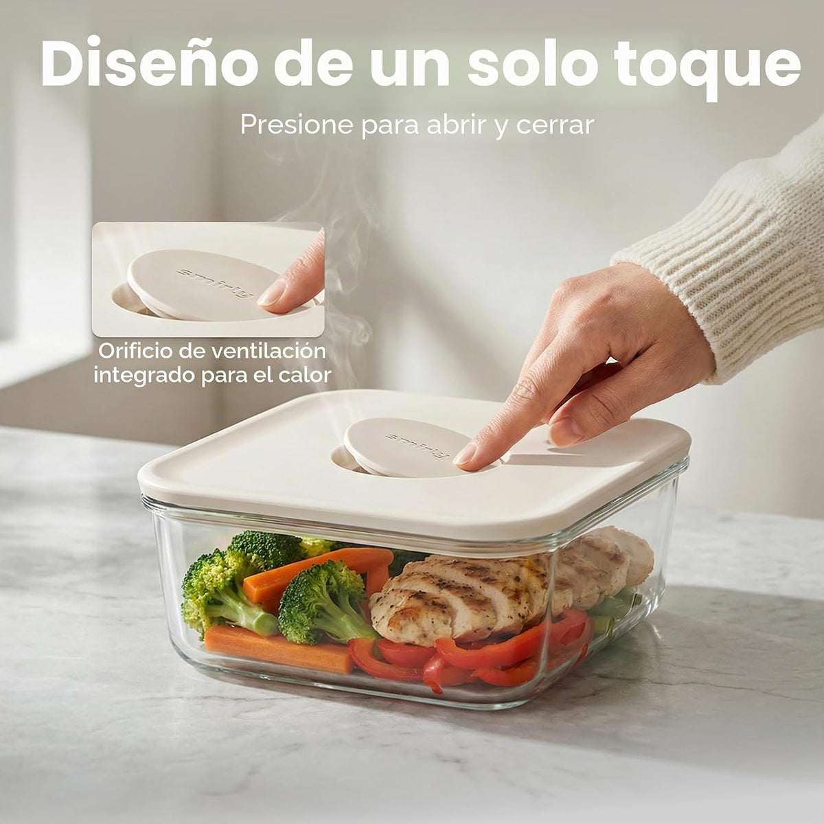 SMIRLY Recipientes de vidrio para almacenamiento de alimentos con tapas y