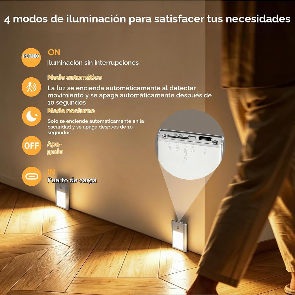 VST Paquete de 3 luces recargables para escaleras con sensor de movimiento