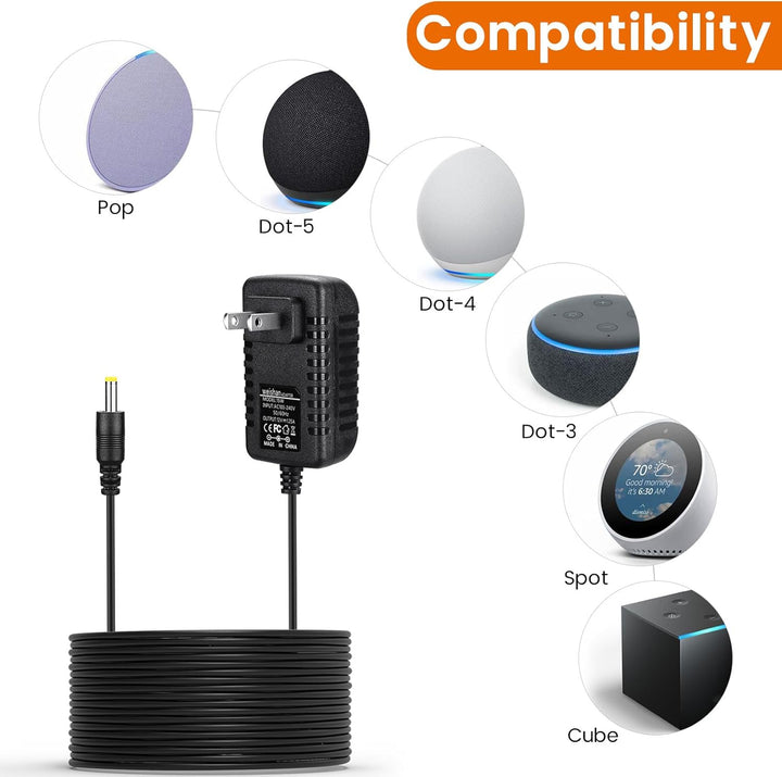 Adaptador de corriente de repuesto de 15 W para Echo Pop
