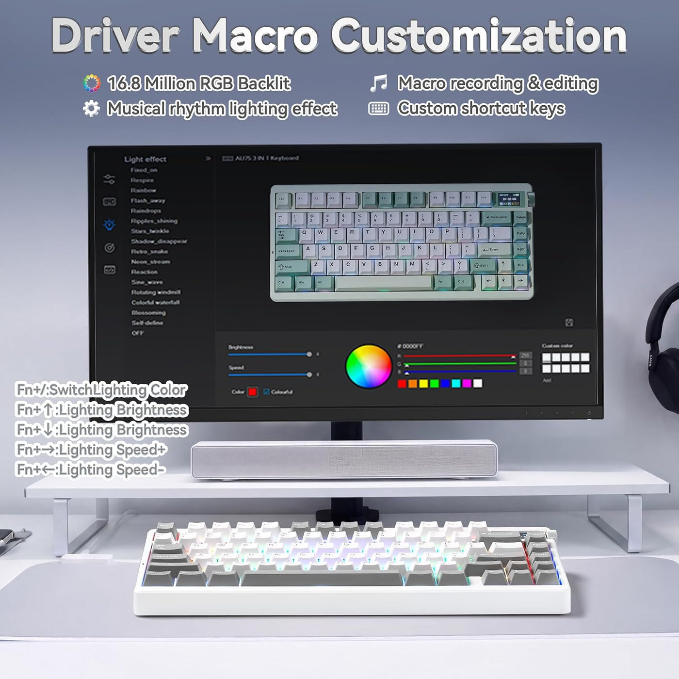 X Aula Nova75 - Teclado mecánico inalámbrico cremoso con pantalla d...
