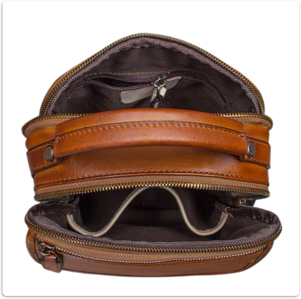 IVTG Bolso de mensajero de cuero genuino para hombre, bolso bandolera bandolera para trabajo, negocios