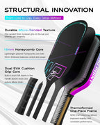 Warping Point Pala de pickleball Neon Gen 3, aprobada por UPA-A, fibra de carbono T700 cruda de triple capa, núcleo EdgeFusion de 16 mm, marco termoformado, giro a nivel de torneo, control y potencia