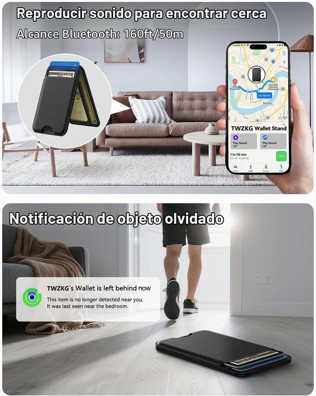 TWZKG para MagSafe Wallet, funciona con Apple Find My, 5 tarjetero con