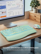 SABLUTE Combo de teclado y mouse inalámbrico ergonómico - Teclado d...