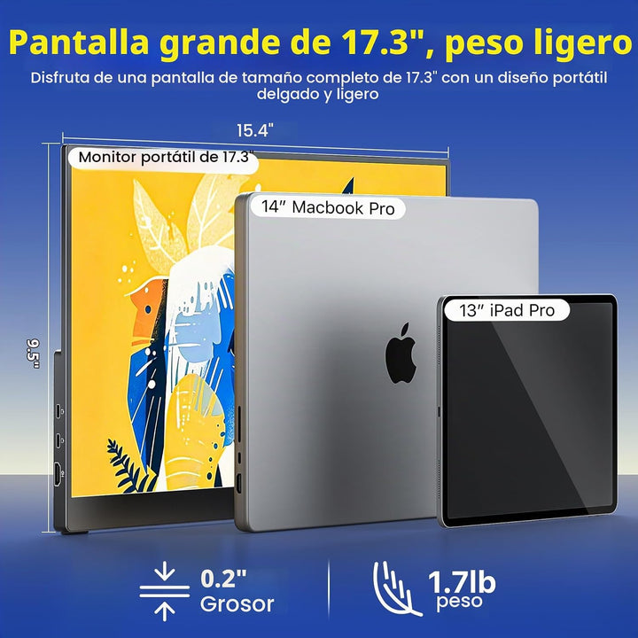 VisionOwl Monitor portátil para laptop, IPS USB-C HDMI segundo moni...