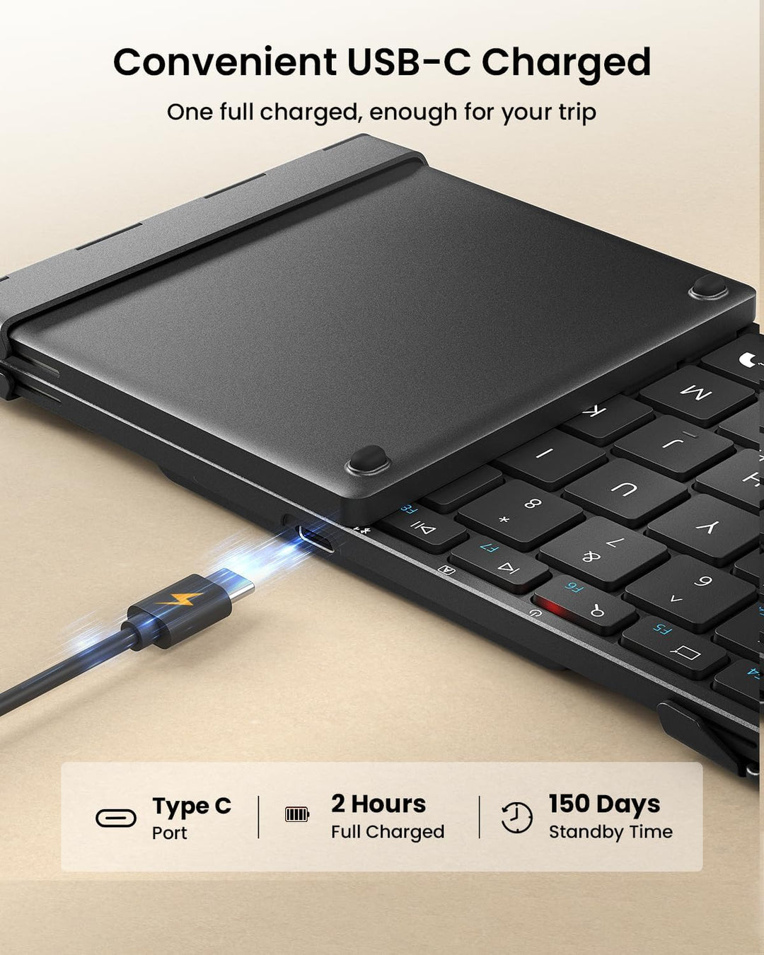 ProtoArc XK01 - Teclado Bluetooth plegable, teclado inalámbrico por...