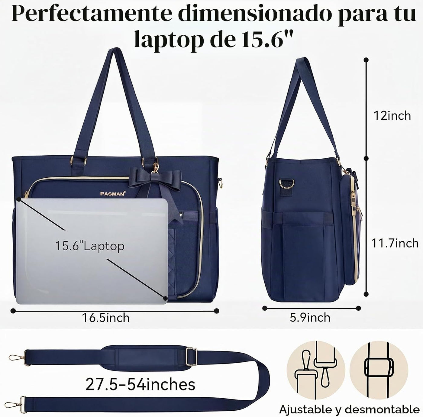 PASMAN Bolsa de mano para profesores para mujer, bolsa estructurada...