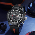 Relojes cronógrafo para hombre, reloj analógico de cuarzo negro de cara grande, luminoso, impermeable, calendario de lujo, reloj deportivo para hombre con correa de silicona