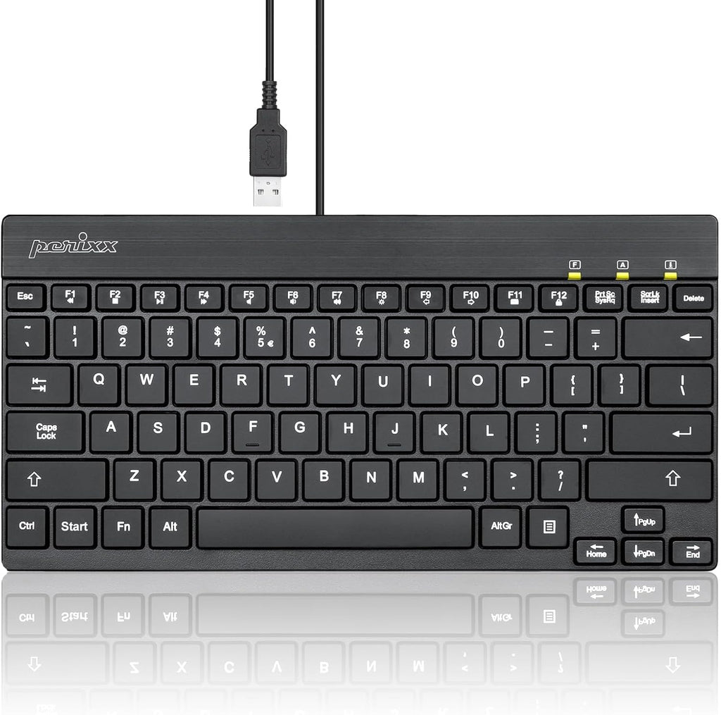 Perixx PERIBOARD-326 - Teclado USB mini retroiluminado con cable co...