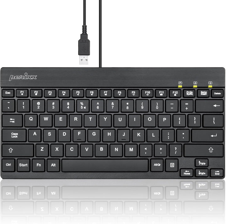 Perixx PERIBOARD-326 - Teclado USB mini retroiluminado con cable co...