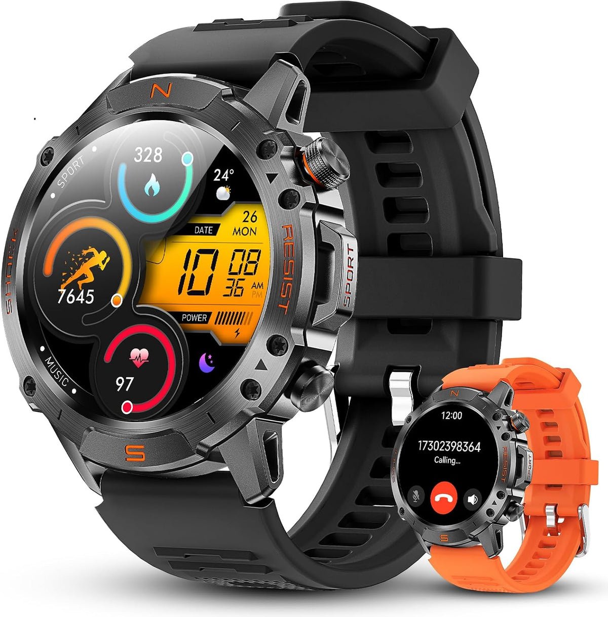 Reloj inteligente para exteriores para hombres, AMOLED de 1.43 pulgadas
