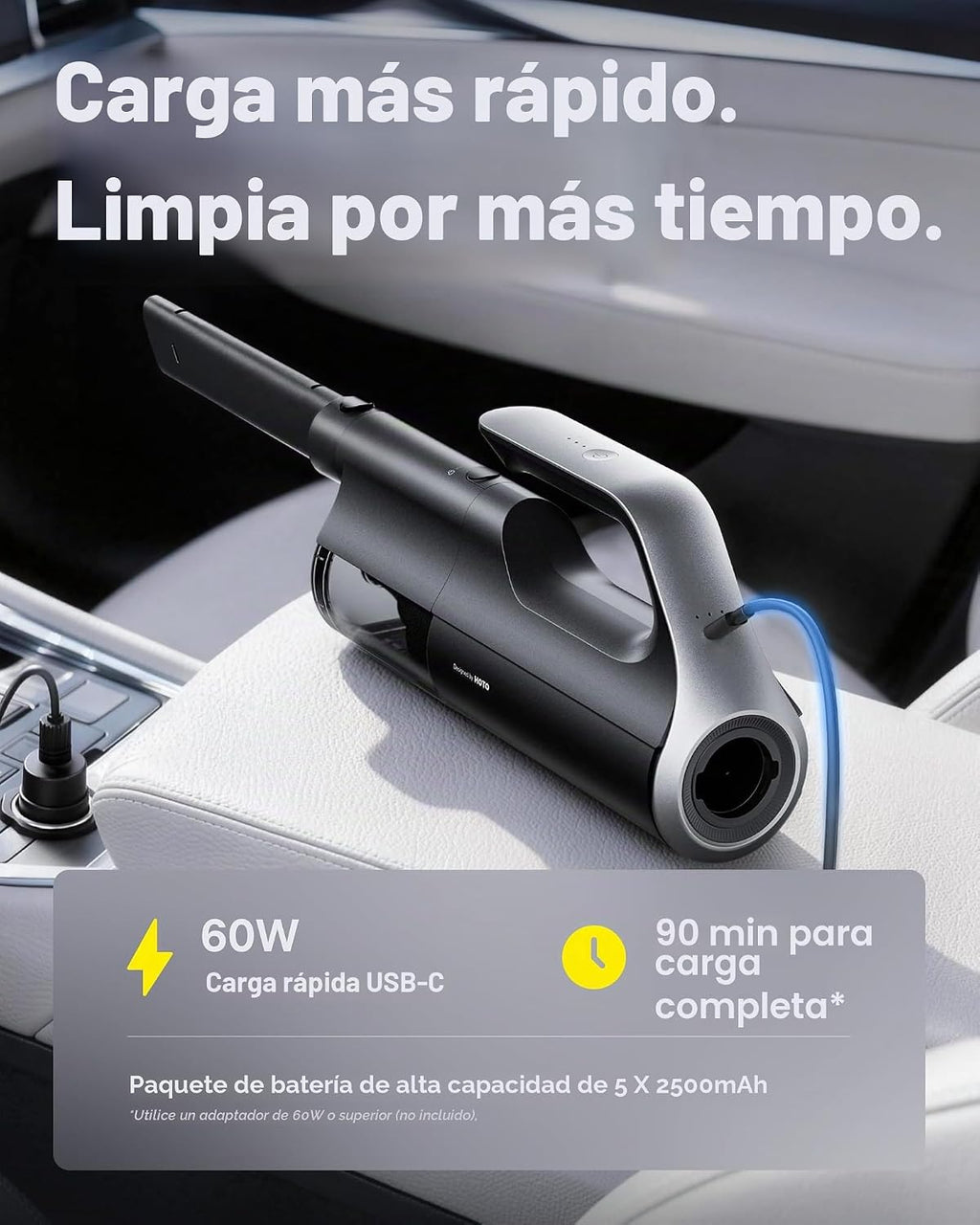 HOTO Aspirador de coche BlowVac™ de alta potencia, aspiradora de mano