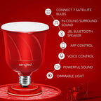 Sengled Bombilla inteligente LED Pulse con altavoz Bluetooth JBL, controlada por aplicación hasta 8 bombillas LED BR30 con kit de inicio, base E26, compatible con Amazon Alexa, Candy Apple Red,