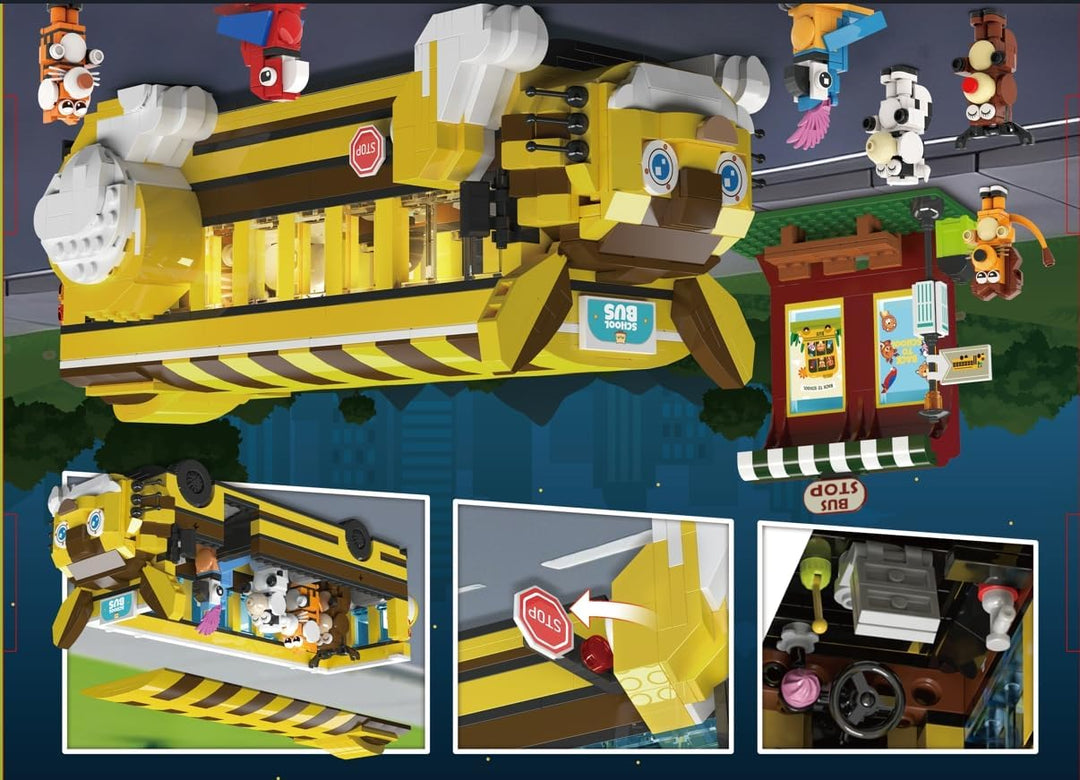 HOGOKIDS Juego de construcción de autobús escolar para