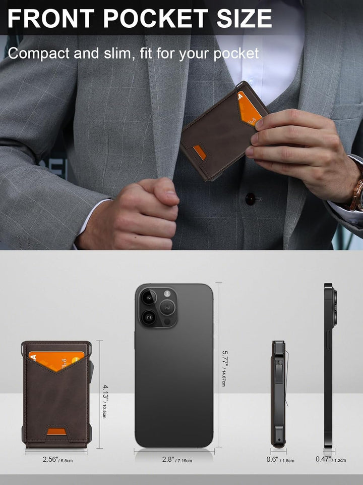 Cartera para hombres RFID con 2 ventanas de identificación y clip p...