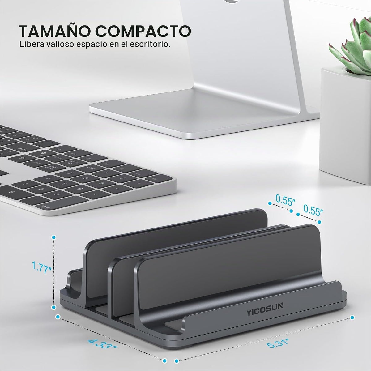 YICOSUN Soporte vertical de aluminio para portátil de 4 ranuras par...