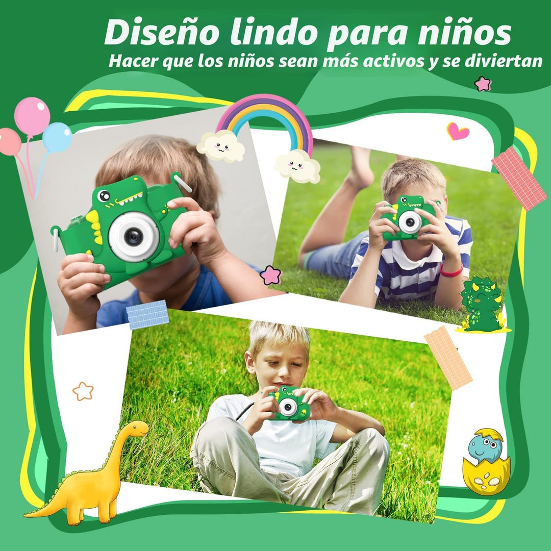 Cámara para niños, mejorada, diseño de dinosaurio, regalos de Navid...