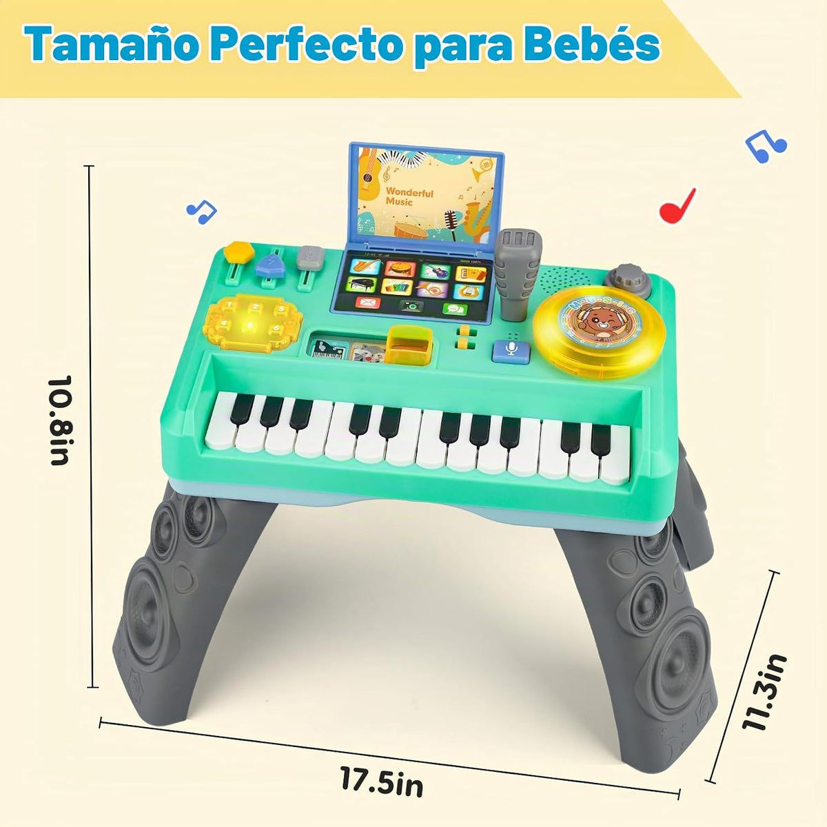 Mesa de DJ para bebés para niños pequeños, juguetes de piano