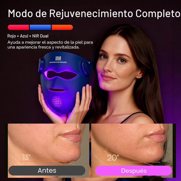 INIA Glow 4D - Máscara de terapia de luz roja inalámbrica para cara...