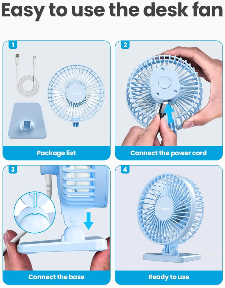 Gaiatop Ventilador de escritorio USB, pequeño pero potente, portáti...
