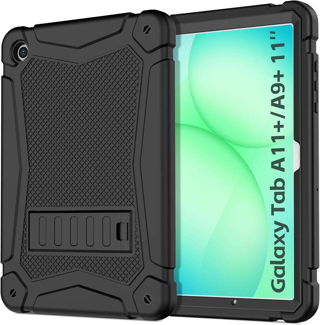 Funda a prueba de golpes para Samsung Galaxy Tab A11 Plus de 11 pulgadas 2026 con soporte integrado, 3 capas de protección resistente para Tab A9+ 10.9 2023, color negro