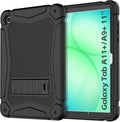 Funda a prueba de golpes para Samsung Galaxy Tab A11 Plus de 11 pulgadas 2026 con soporte integrado, 3 capas de protección resistente para Tab A9+ 10.9 2023, color negro