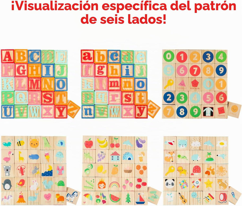 Bloques de construcción de juguete ABC de madera para niños pequeños de 1 a 3 años, 36 bloques de números del alfabeto de madera para apilar, aprendizaje preescolar, juguetes sensoriales