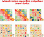 Bloques de construcción de juguete ABC de madera para niños pequeños de 1 a 3 años, 36 bloques de números del alfabeto de madera para apilar, aprendizaje preescolar, juguetes sensoriales