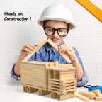 Juego de 100 piezas de bloques de construcción clásicos de madera, juguetes de construcción STEM sólidos para niños, juguetes Montessori de aprendizaje preescolar para niños pequeños, regalo