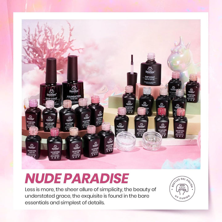 Beetles - Juego de esmaltes de uñas de gel rosa nude - 25 piezas, 2...
