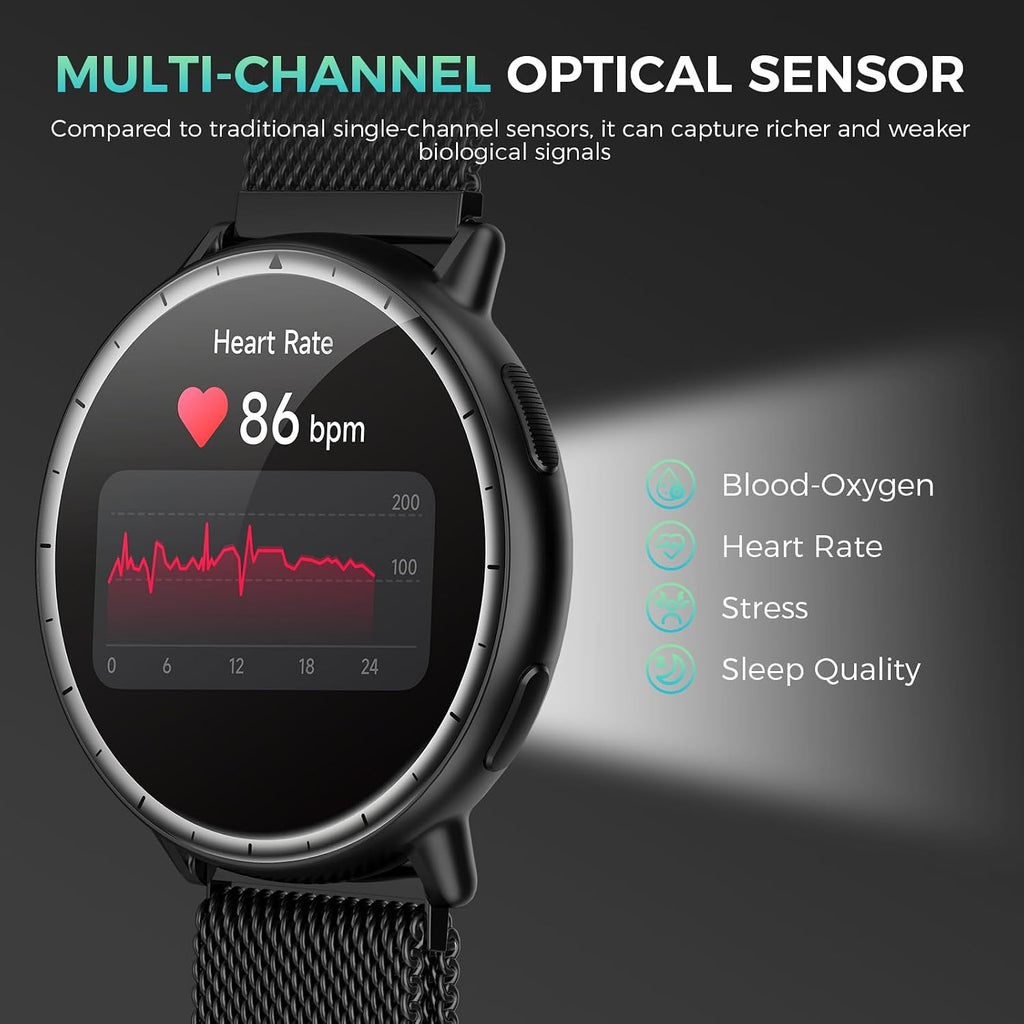 EGQINR GPS Smart Watch para Hombres y Mujeres, 1.32" AMOLED, Seguimiento de Actividad 5ATM
