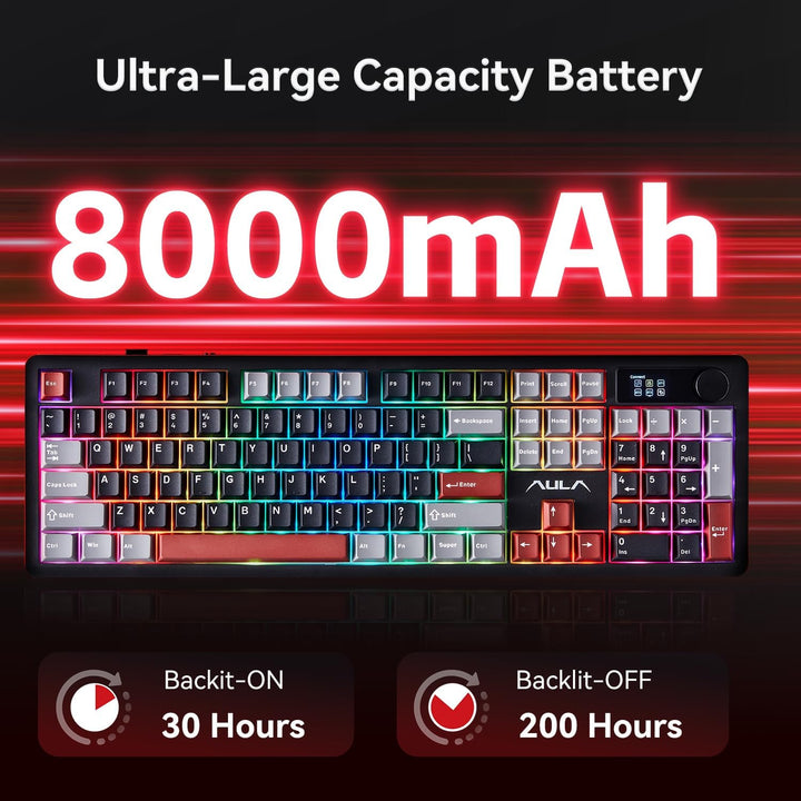 AULA Teclado Mecánico Inalámbrico F106 PRO, Teclado Gaming de 104 T...
