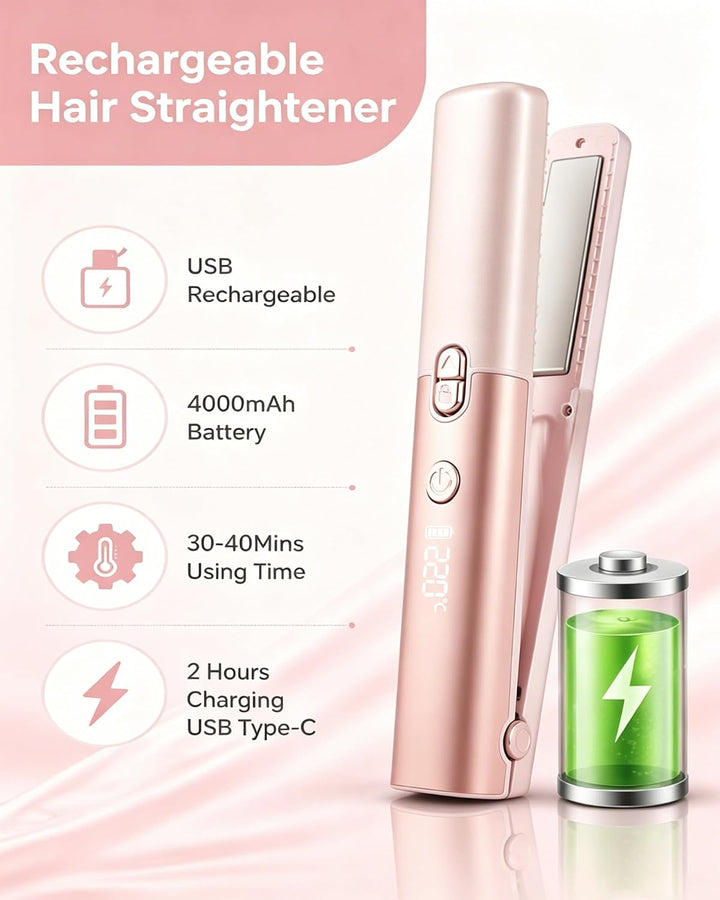 Enderezadora de pelo inalámbrica de doble voltaje mini rizador de h...