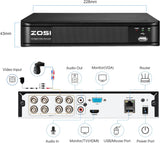 ZOSI 8 Canales 5MP 3K Lite H.265+ Grabadora DVR CCTV con SSD de 500...