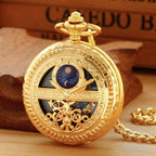 Reloj de bolsillo mecánico para hombre, esfera de número romano, diseño de fase lunar