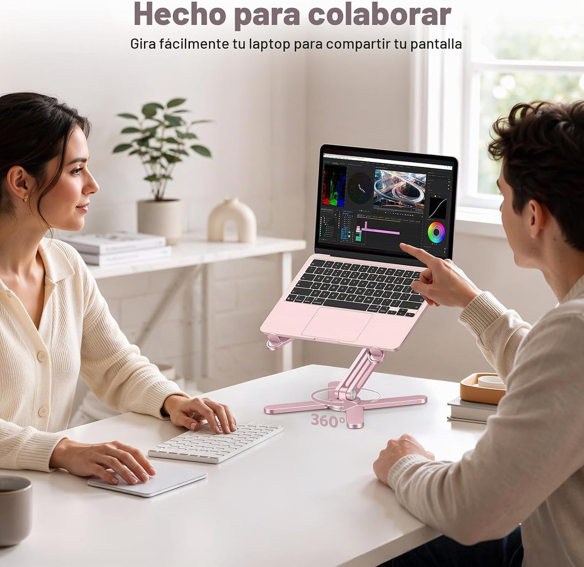 OMOTON Soporte elevador giratorio de 360° para laptop, soporte ergo...