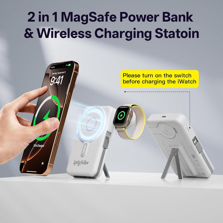 Cargador Portátil Magnético con Cables Integrados, Estación de Carg...