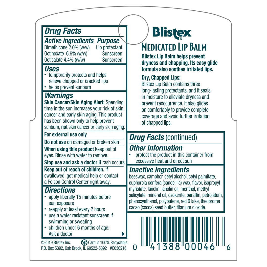 Blistex Bálsamo labial medicado, 0.15 onzas, 3 unidades (paquete de...