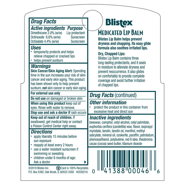 Blistex Bálsamo labial medicado, 0.15 onzas, 3 unidades (paquete de...