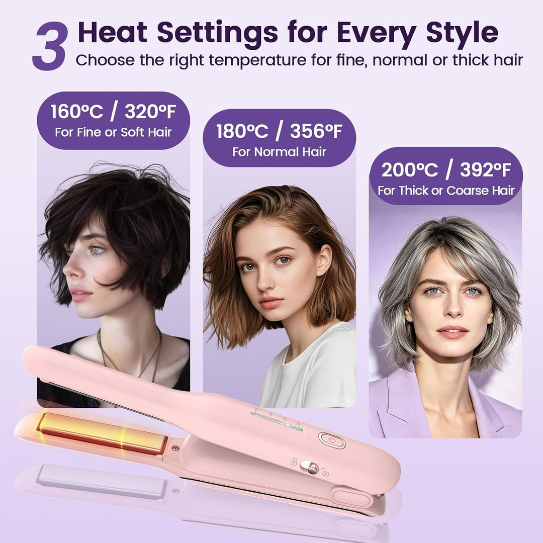Youbella Plancha plana inalámbrica para cabello corto, mini alisado...