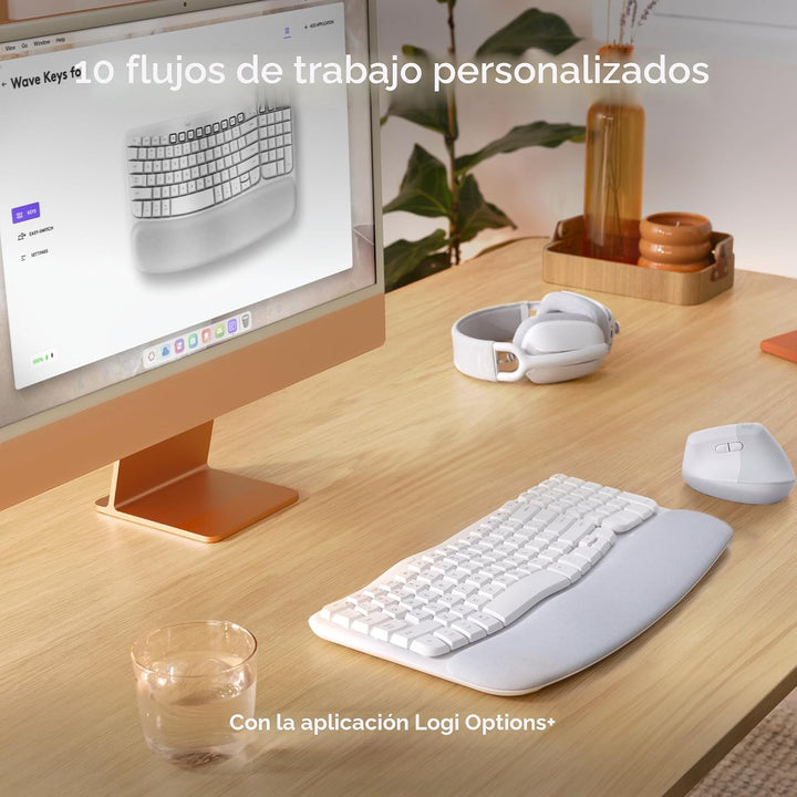 Logitech Wave Keys para Mac, Teclado Inalámbrico Ergonómico con Rep...
