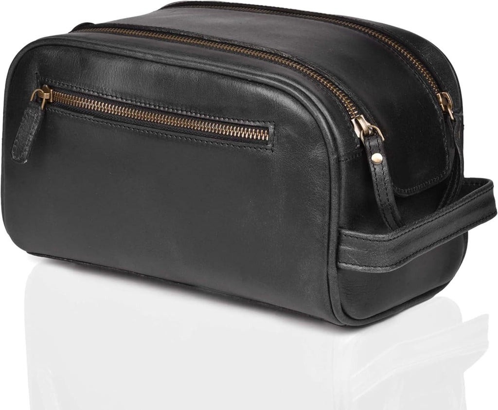 LEATHER VILLAGE - Neceser de cuero para hombre, kit de viaje Dopp Bolsa de afeitar