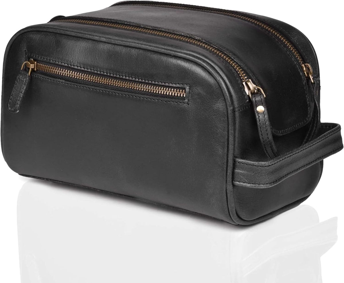 LEATHER VILLAGE - Neceser de cuero para hombre, kit de viaje Dopp Bolsa de afeitar