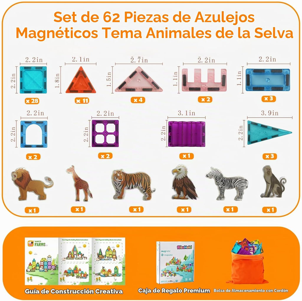 Azulejos magnéticos para niños, juego de juguetes de construcción
