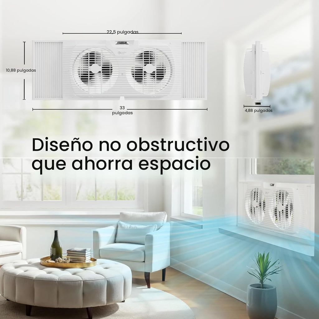 Comfort Zone - Ventilador reversible de ventana doble con 3 velocid...