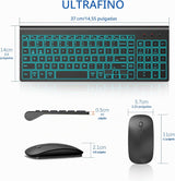 Combo de teclado y mouse inalámbricos retroiluminados ultra delgado...
