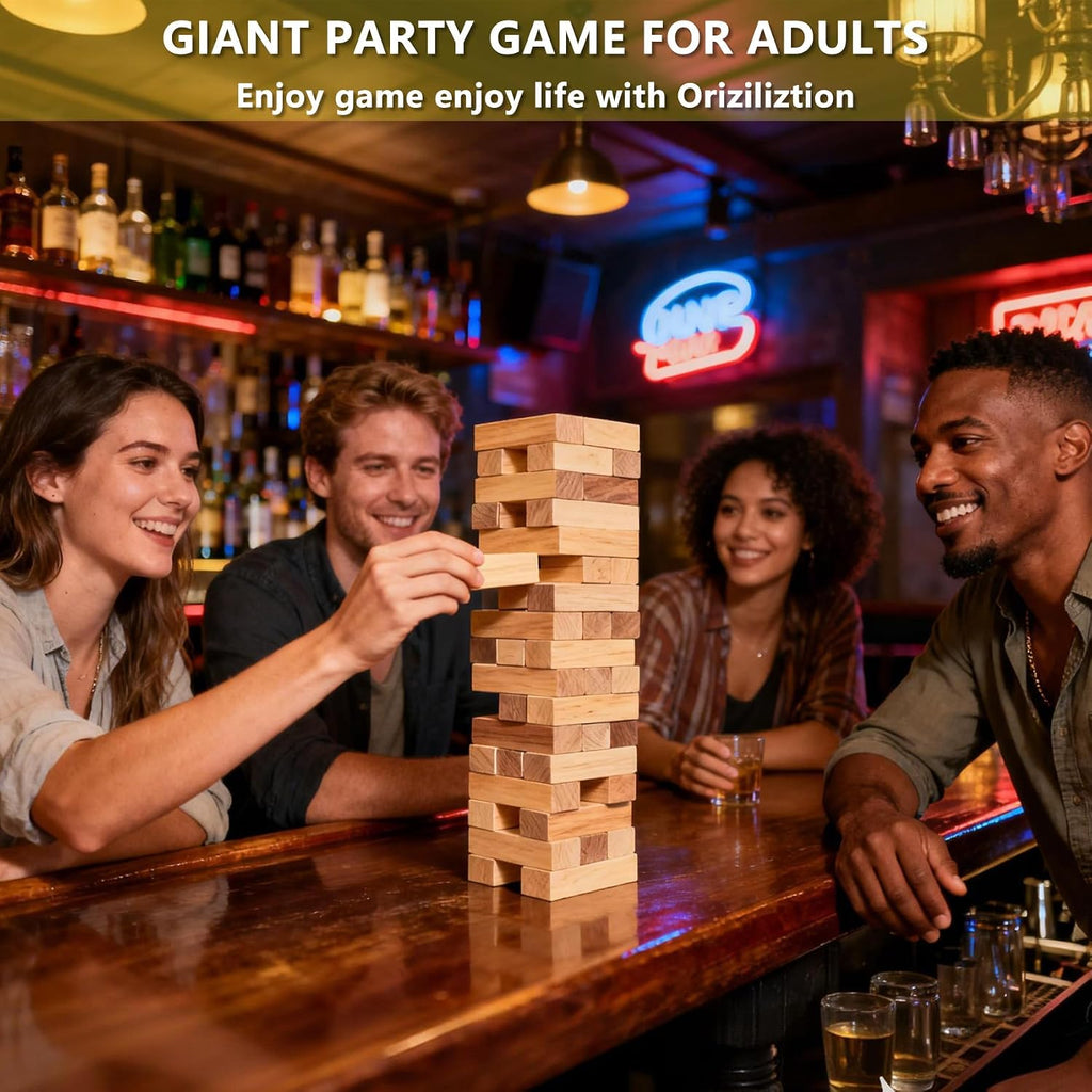 Torre gigante de madera, 60 piezas, juego familiar de patio de hasta 5 pies
