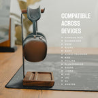 COREMINDED Soporte Universal para Auriculares en Escritorio, Madera de Nogal