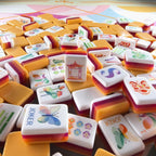 American Mahjong Gradient Design Set 1.2 pulgadas 160 Acrílico Alto Grado Cuatro Capa Naranja Mah-Jongg Azulejos