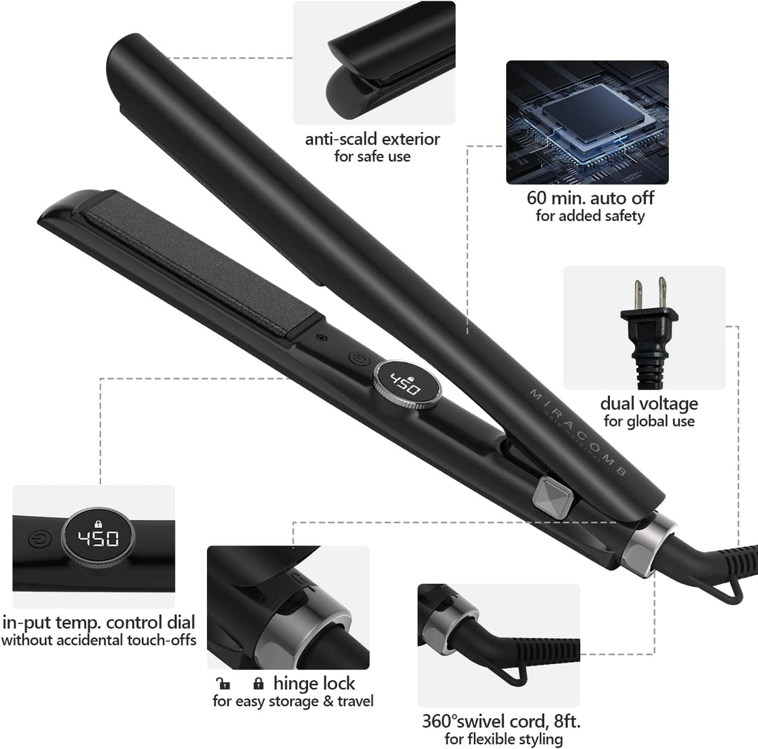 MIRACOMB Plancha de pelo profesional de 1 pulgada, tecnología de io...
